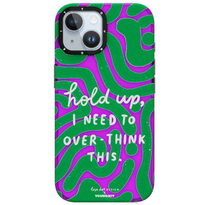 Apple iPhone 15 Case Text Patterned Youngkit Mindfulness Series Cover Green