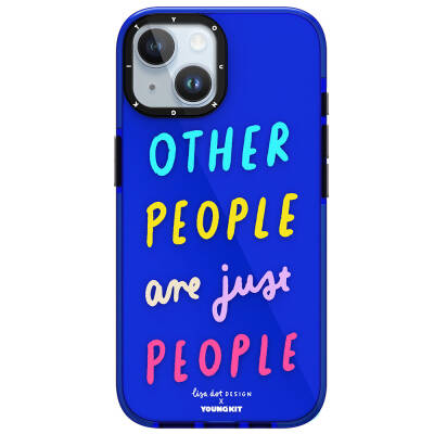 Apple iPhone 15 Case Text Patterned Youngkit Mindfulness Series Cover Blue