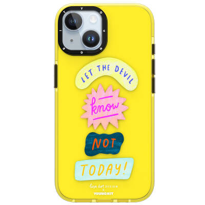 Apple iPhone 15 Case Text Patterned Youngkit Mindfulness Series Cover Yellow