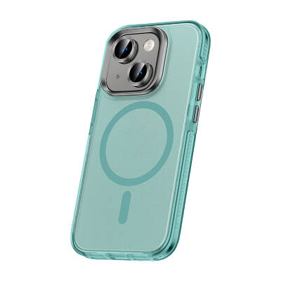 Apple iPhone 15 Case with Airbag and Lens Protector Magsafe Wireless Charging Feature Zore Klaptika Cover Light Blue