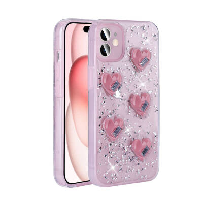 Apple iPhone 15 Case with Airbag Glitter Back Surface Zore Sparkle Silicone Cover Pink