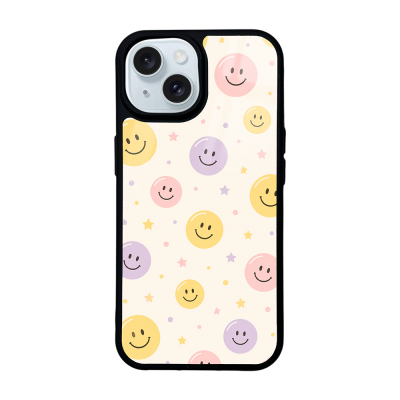 Apple iPhone 15 Case with Camera Protector, Patterned Zore Lusi Cover Gülen Yüzler