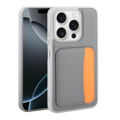 Apple iPhone 15 Case with Card Holder Zore X-Card Silicone Cover Dark Grey
