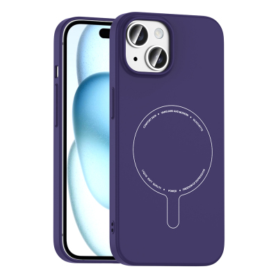 Apple iPhone 15 Case with M-Safe Charging and Camera Protection - Zore Elio Hard PC Cover Derin Mor