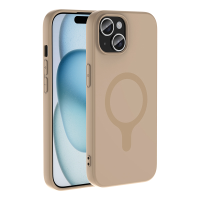 Apple iPhone 15 Case with M-Safe Charging Feature Zore Aris Silicone Cover Cream