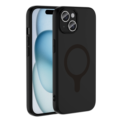 Apple iPhone 15 Case with M-Safe Charging Feature Zore Aris Silicone Cover Black