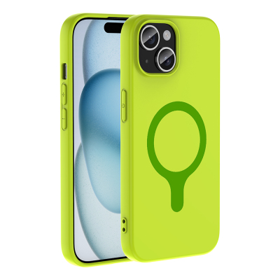Apple iPhone 15 Case with M-Safe Charging Feature Zore Aris Silicone Cover Green