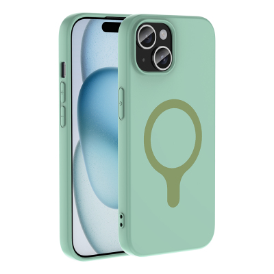 Apple iPhone 15 Case with M-Safe Charging Feature Zore Aris Silicone Cover Turquoise