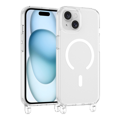 Apple iPhone 15 Case with M-safe Charging Feature Zore X-Rop Cover Şeffaf