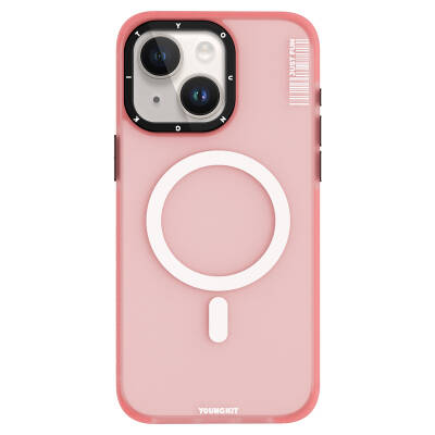 Apple iPhone 15 Case Youngkit Colored Sand Series Cover with Magsafe Charging Feature Pink