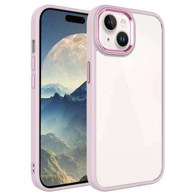 Apple iPhone 15 Case Zore Chrome Cover Light Pink