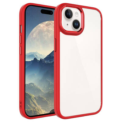 Apple iPhone 15 Case Zore Chrome Cover Red