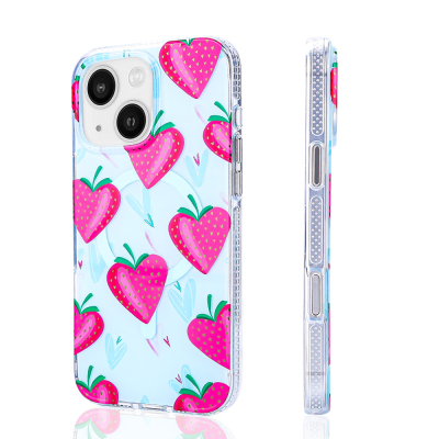 Apple iPhone 15 Case Zore Stilo Cover with Magsafe Charging Feature Pembe-Mavi