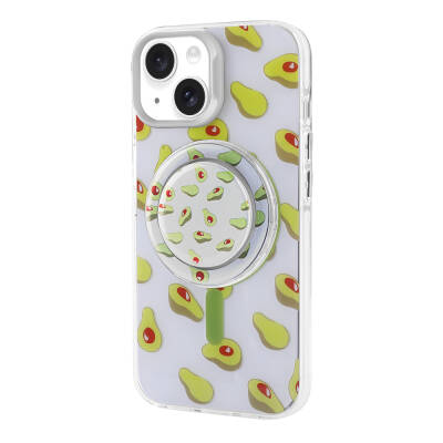 Apple iPhone 15 Case Zore Tiktok Cover with Magsafe Charging Feature and Plug-in Pop Socket Green