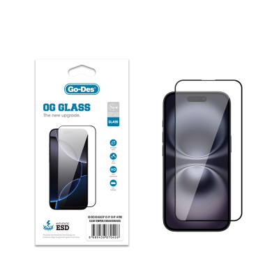 Apple iPhone 15 Go Des OG Glass Antistatik Temperli Cam Ekran Koruyucu Şeffaf