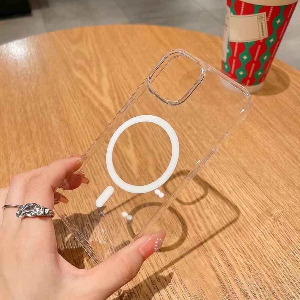 Apple iPhone 15 Kamera Korumalı M-Safe Şarj Özellikli Şeffaf Zore London Sert PC Kapak - 8