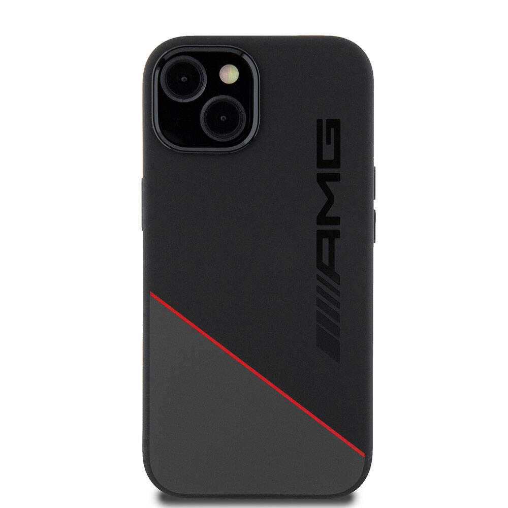 Apple iPhone 15 Kılıf AMG Orjinal Lisanslı M-safe Şarj Özellikli Silikon Kırmızı Çizgili Kapak - 3