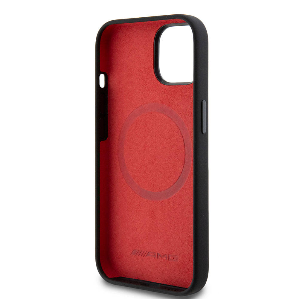 Apple iPhone 15 Kılıf AMG Orjinal Lisanslı M-safe Şarj Özellikli Silikon Kırmızı Çizgili Kapak - 7