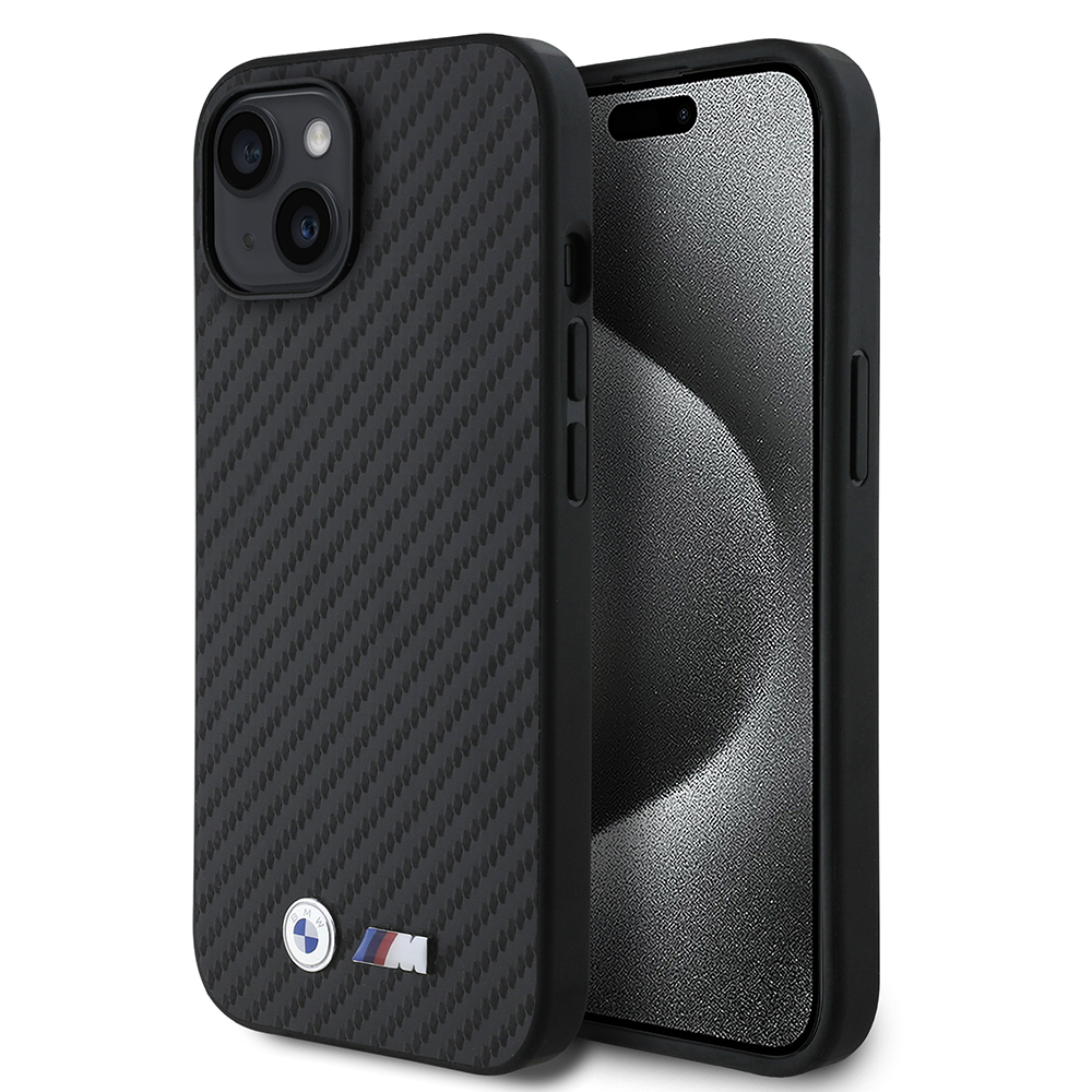 Apple iPhone 15 Kılıf BMW Orjinal Lisanslı Karbon Fiber Tasarımlı ve Metal Logolu PU Deri Kapak - 2