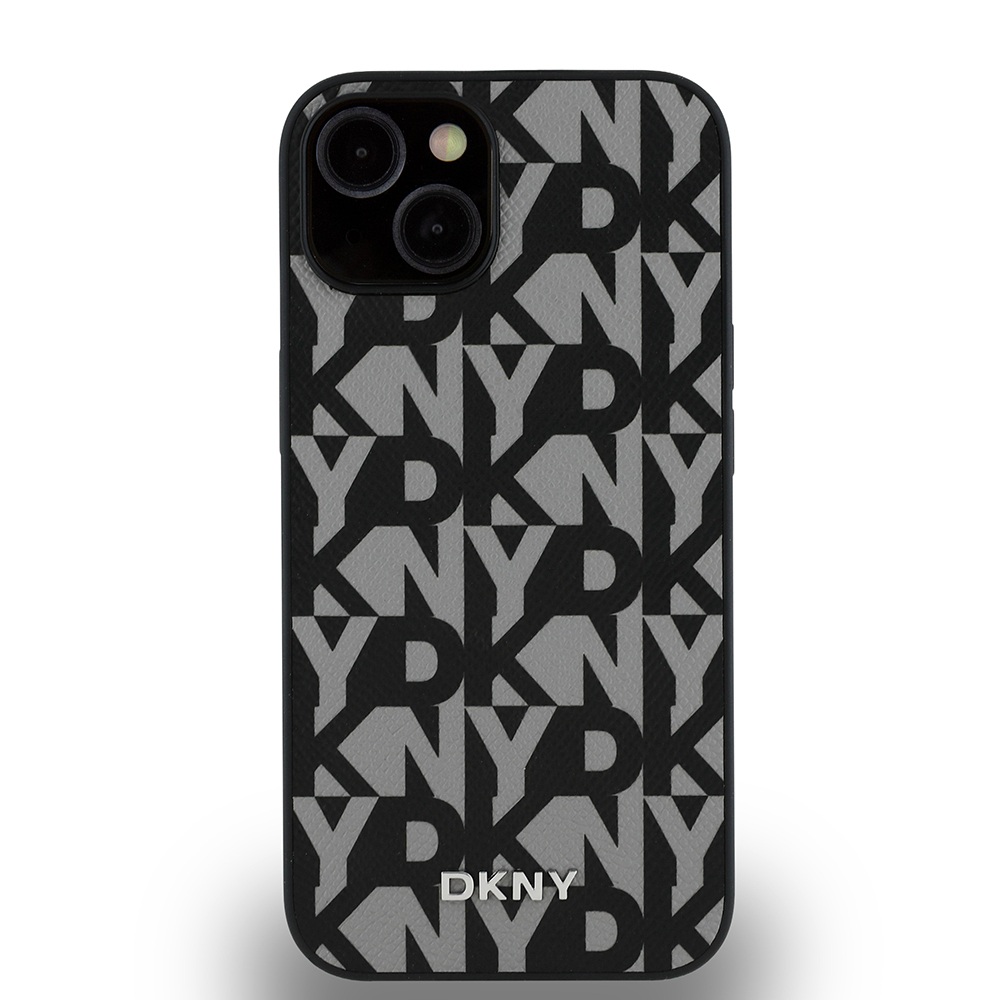 Apple iPhone 15 Kılıf DKNY Orjinal Lisanslı M-safe Şarj Özellikli 3D Yazılı Grid Pattern Kapak - 5