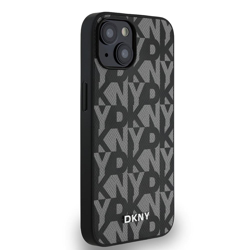 Apple iPhone 15 Kılıf DKNY Orjinal Lisanslı M-safe Şarj Özellikli 3D Yazılı Grid Pattern Kapak - 6