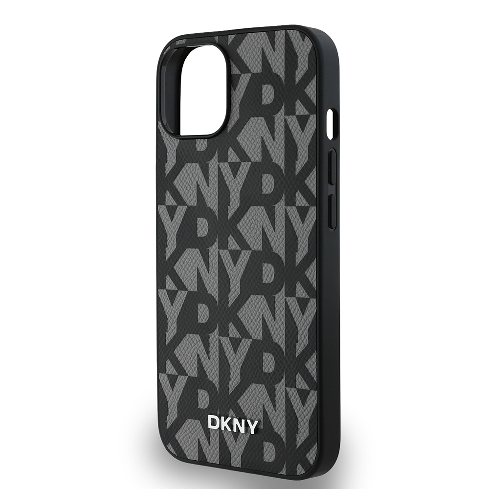 Apple iPhone 15 Kılıf DKNY Orjinal Lisanslı M-safe Şarj Özellikli 3D Yazılı Grid Pattern Kapak - 8