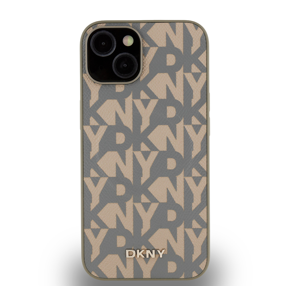Apple iPhone 15 Kılıf DKNY Orjinal Lisanslı M-safe Şarj Özellikli 3D Yazılı Grid Pattern Kapak - 12