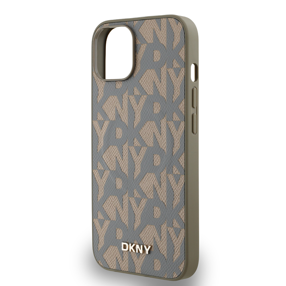 Apple iPhone 15 Kılıf DKNY Orjinal Lisanslı M-safe Şarj Özellikli 3D Yazılı Grid Pattern Kapak - 15