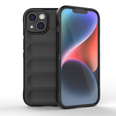 Apple iPhone 15 Kılıf Esnek TPU Oyuklu Arka Yüzey Tasarımlı Zore Etnik Silikon Kapak Siyah