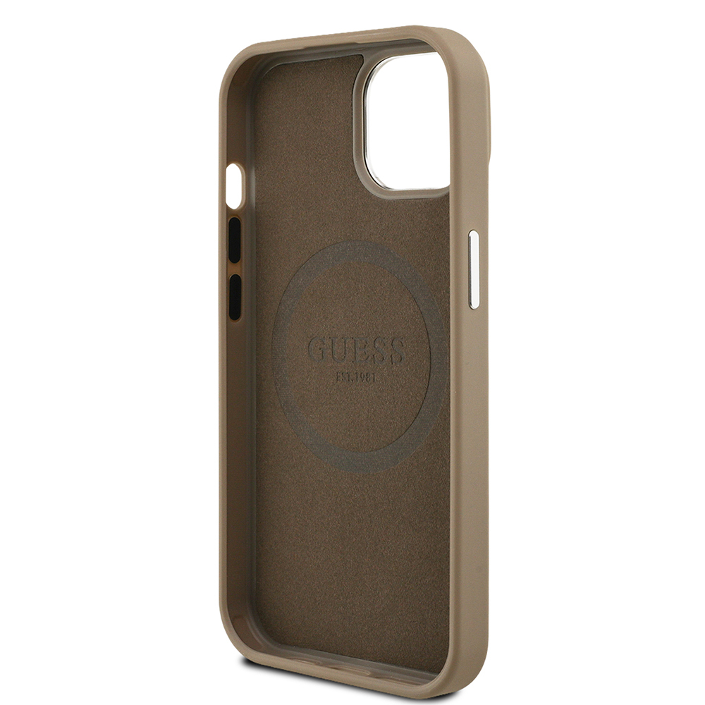 Apple iPhone 15 Kılıf Guess Orjinal Lisanslı M-safe Şarj Özellikli Grained Triangle Kapak - 8