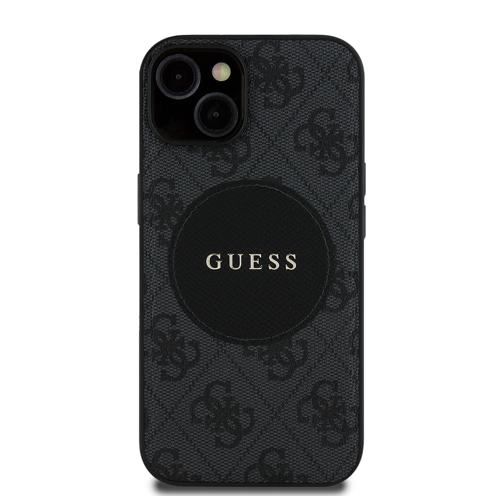 Apple iPhone 15 Kılıf Guess Orjinal Lisanslı M-safe Şarj Özellikli Yazı Logolu Circle Classic Kapak - 6