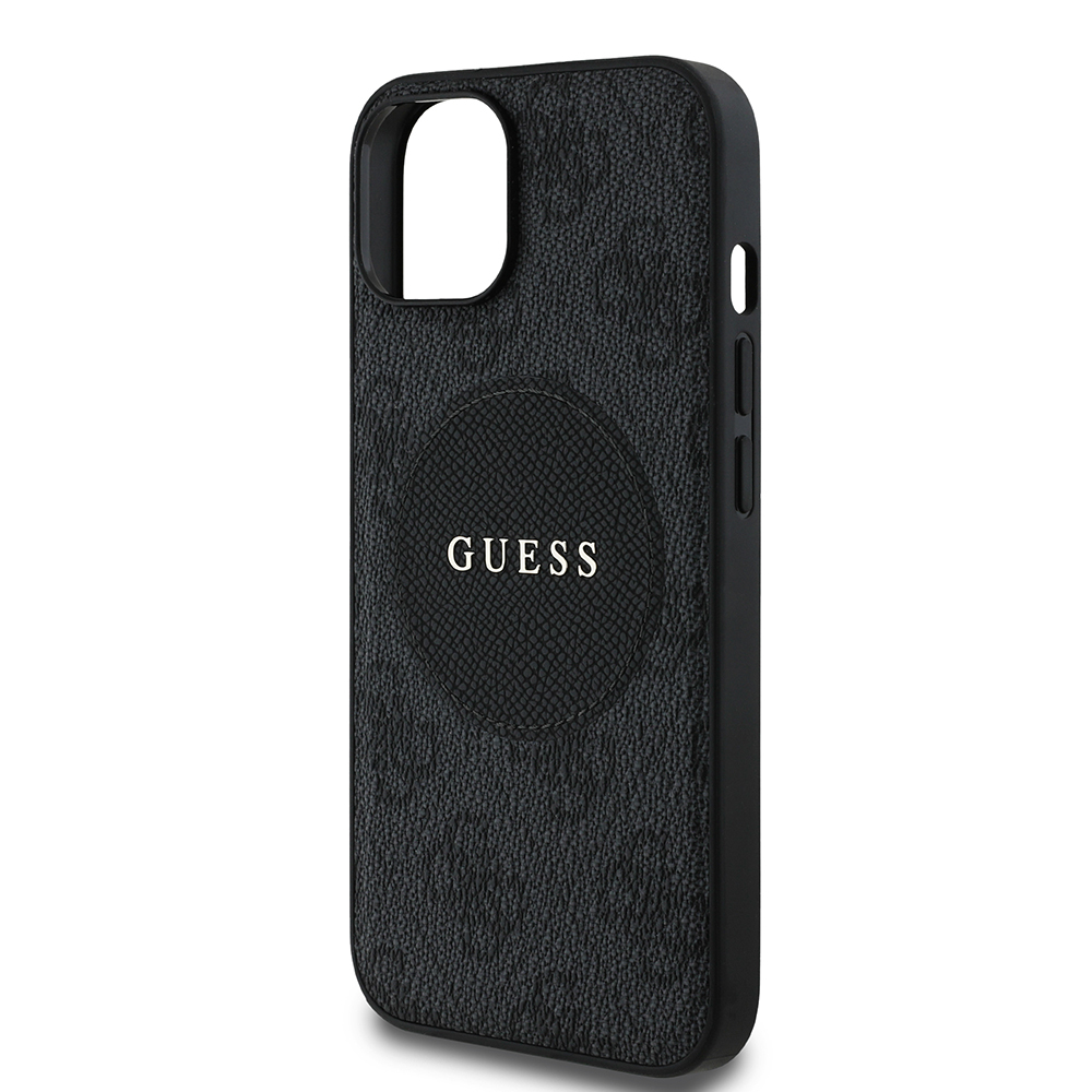 Apple iPhone 15 Kılıf Guess Orjinal Lisanslı M-safe Şarj Özellikli Yazı Logolu Circle Classic Kapak - 9