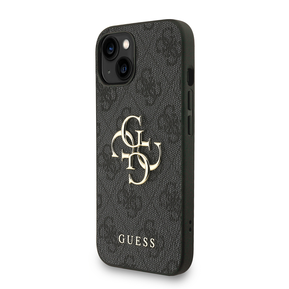 Apple iPhone 15 Kılıf Guess Orjinal Lisanslı PU Deri Bilek Askı İpli Metal Büyük 4G ve Yazı Logolu Kapak - 6