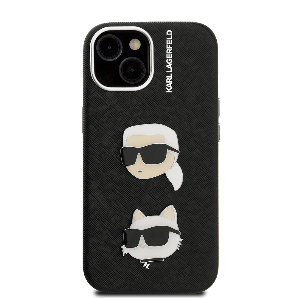 Apple iPhone 15 Kılıf Karl Lagerfeld Orjinal Lisanslı K&C Heads Pin Kapak - 4