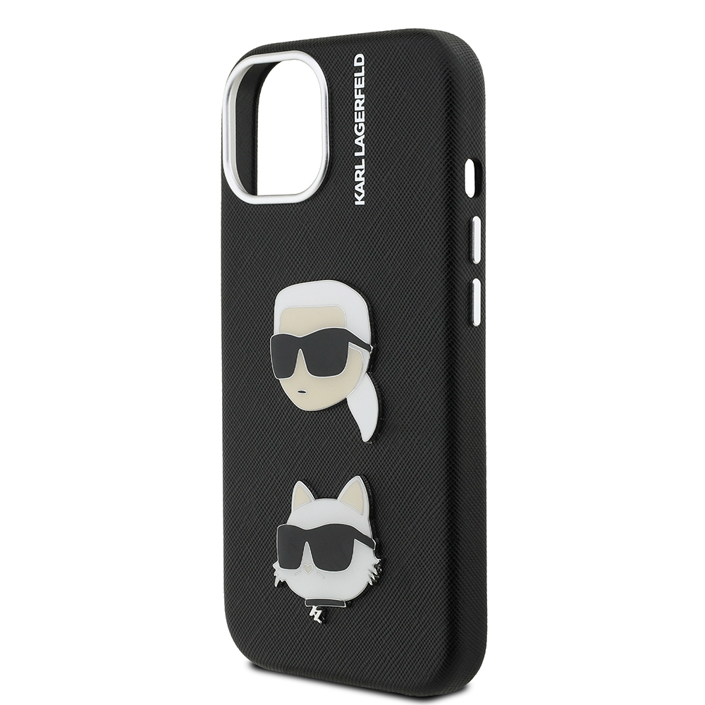 Apple iPhone 15 Kılıf Karl Lagerfeld Orjinal Lisanslı K&C Heads Pin Kapak - 7