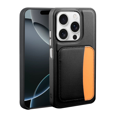 Apple iPhone 15 Kılıf Kartlıklı Zore X-Kart Silikon Kapak Siyah