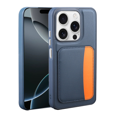 Apple iPhone 15 Kılıf Kartlıklı Zore X-Kart Silikon Kapak Lacivert