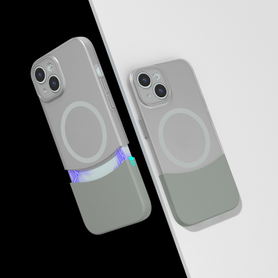 Apple iPhone 15 Kılıf M-Safe Şarj Özellikli Mıknatıslı Zore Duble Kapak Gri