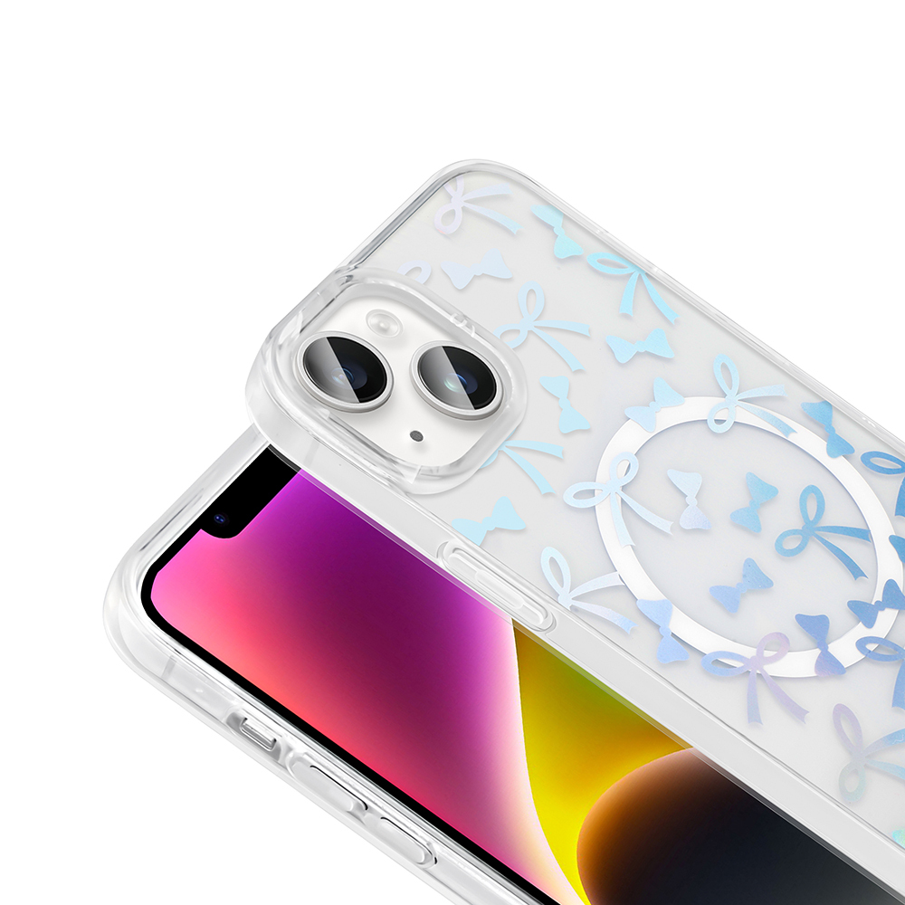 Apple iPhone 15 Kılıf M-Safe Şarj Özellikli Şeffaf Zore Folk Sert Kapak - 16