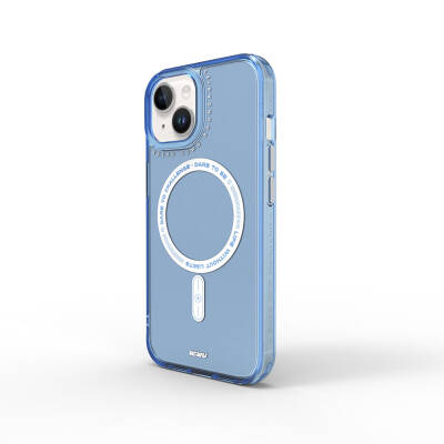 Apple iPhone 15 Kılıf Magsafe Şarj Özellikli Wiwu Basic Color J Serisi Kapak Mavi