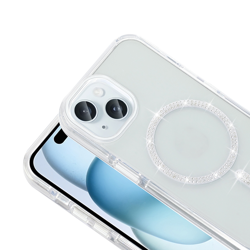 Apple iPhone 15 Kılıf Taşlı Tasarım M-safe Şarj Özellikli Zore Koment Silikon Kapak - 6