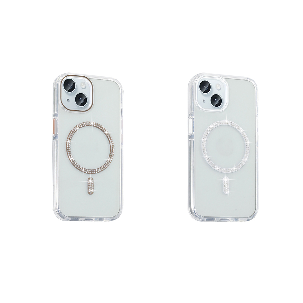 Apple iPhone 15 Kılıf Taşlı Tasarım M-safe Şarj Özellikli Zore Koment Silikon Kapak - 8