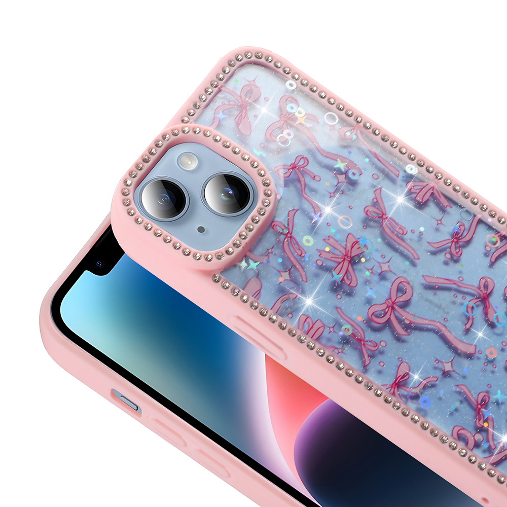 Apple iPhone 15 Kılıf Taşlı ve Simli Tasarım Zore Azra Kapak - 10