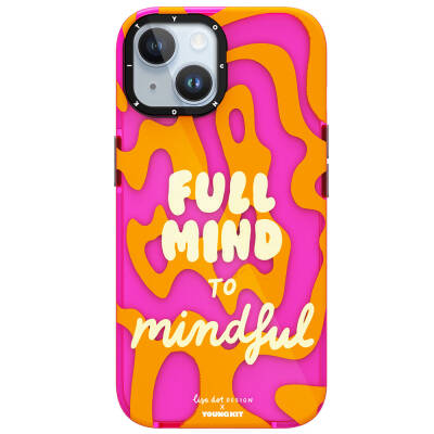 Apple iPhone 15 Kılıf Yazı Desenli Youngkit Mindfulness Serisi Kapak Mor