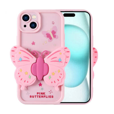 Apple iPhone 15 Plus Case Camera Protected Figure Designed Zore Cover Light Pink