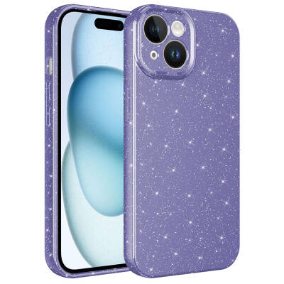 Apple iPhone 15 Plus Case Camera Protected Silvery Luxury Zore Cotton Cover Purple