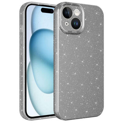 Apple iPhone 15 Plus Case Camera Protected Silvery Luxury Zore Cotton Cover Grey