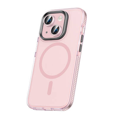 Apple iPhone 15 Plus Case with Airbag and Lens Protector Magsafe Wireless Charging Feature Zore Klaptika Cover Pink