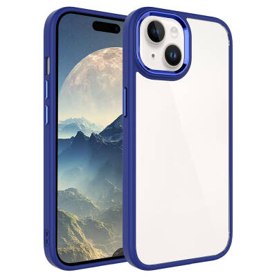 Apple iPhone 15 Plus Case Zore Chrome Cover Navy blue