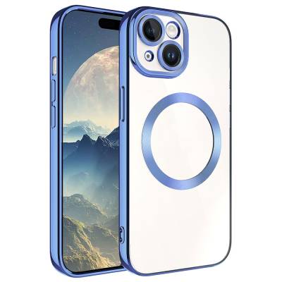 Apple iPhone 15 Plus Case Zore Setro Silicone with Magsafe Wireless Charging Feature Sierra Mavi